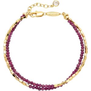 image:imageMEVECCO Bead Bracelet for Women Layered Stone Mixed Bracelets 18K Gold Plated Handmade Custom Beaded Charm Chain Bracelet Stack Jewelry GiftsHematite Ruby