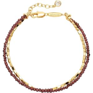 image:imageMEVECCO Bead Bracelet for Women Layered Stone Mixed Bracelets 18K Gold Plated Handmade Custom Beaded Charm Chain Bracelet Stack Jewelry GiftsHematite Purple Garnet