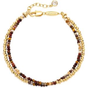 image:imageMEVECCO Bead Bracelet for Women Layered Stone Mixed Bracelets 18K Gold Plated Handmade Custom Beaded Charm Chain Bracelet Stack Jewelry GiftsHematite Mookaite