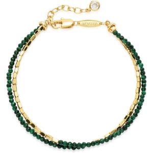image:imageMEVECCO Bead Bracelet for Women Layered Stone Mixed Bracelets 18K Gold Plated Handmade Custom Beaded Charm Chain Bracelet Stack Jewelry GiftsHematite Malachite