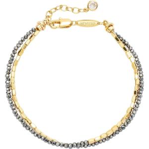 image:imageMEVECCO Bead Bracelet for Women Layered Stone Mixed Bracelets 18K Gold Plated Handmade Custom Beaded Charm Chain Bracelet Stack Jewelry GiftsHematite Terahertz