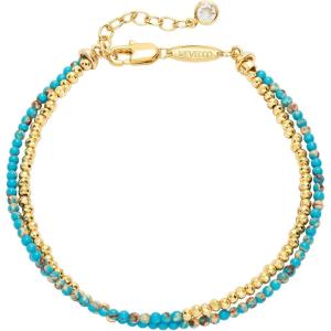 image:imageMEVECCO Bead Bracelet for Women Layered Stone Mixed Bracelets 18K Gold Plated Handmade Custom Beaded Charm Chain Bracelet Stack Jewelry GiftsHematite Turquoise Stone