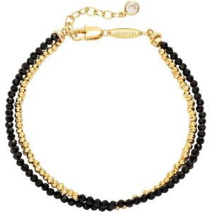 image:imageMEVECCO Bead Bracelet for Women Layered Stone Mixed Bracelets 18K Gold Plated Handmade Custom Beaded Charm Chain Bracelet Stack Jewelry GiftsHematite Black Spinel