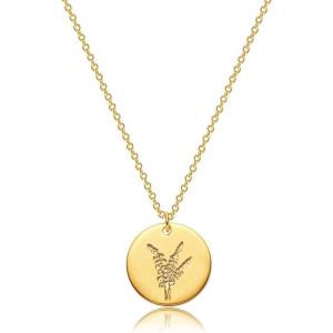 image:imageMEVECCO Birth Flower Necklace 18k Gold Custom Floral Pendant Necklaces Dainty Birth Month Flower Disc Hand Stamped Necklace Personalized Jewelry Birthday GiftA 12DecemberHolly