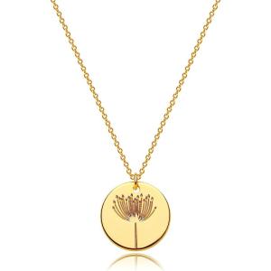 image:imageMEVECCO Birth Flower Necklace 18k Gold Custom Floral Pendant Necklaces Dainty Birth Month Flower Disc Hand Stamped Necklace Personalized Jewelry Birthday GiftA Dandelion