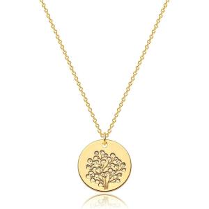 image:imageMEVECCO Birth Flower Necklace 18k Gold Custom Floral Pendant Necklaces Dainty Birth Month Flower Disc Hand Stamped Necklace Personalized Jewelry Birthday GiftA Gypsophila