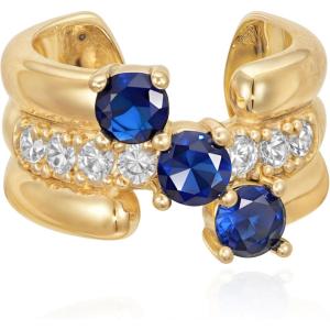 image:imageMEVECCO Ear Cuff Non Piercing for Women 18K Gold Plated Dainty Ear Cuff Earring Stacks Cartilage Clip On Wrap Huggie Minimalist Fake Piercings Open Hoops Jewelry Giftsthree lineblue