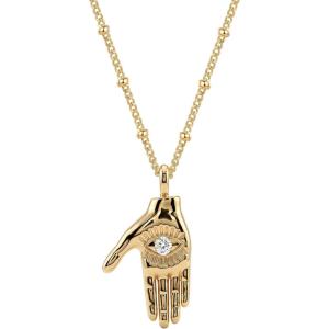 image:imageMEVECCO Gesture Hand Pendant Necklace for Women 18K Gold Plated Cubic Zirconia Dainty Meaningful Charm JewelryHigh Five