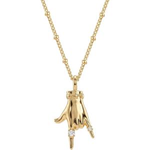 image:imageMEVECCO Gesture Hand Pendant Necklace for Women 18K Gold Plated Cubic Zirconia Dainty Meaningful Charm JewelryI Love You