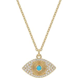 image:imageMEVECCO Gold Evil Eye Necklace for Women 18k Gold Plated Turquoise Red Ruby Zircons Evil Eye Protection Choker Charm Pendant Necklace Hypoallergenic Handmade Lucky Jewelry for Her GiftsCZ Evil Eye