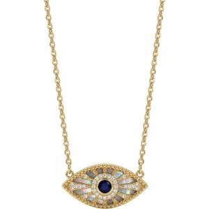 image:imageMEVECCO Gold Evil Eye Necklace for Women 18k Gold Plated Turquoise Red Ruby Zircons Evil Eye Protection Choker Charm Pendant Necklace Hypoallergenic Handmade Lucky Jewelry for Her GiftsBlack Shell Evil Eye