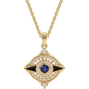 image:imageMEVECCO Gold Evil Eye Necklace for Women 18k Gold Plated Turquoise Red Ruby Zircons Evil Eye Protection Choker Charm Pendant Necklace Hypoallergenic Handmade Lucky Jewelry for Her GiftsCompass Evil Eye