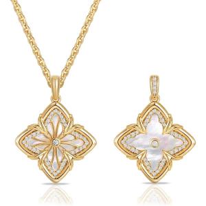 image:imageMEVECCO Gold Four Leaf Clover Necklace for Women 14K Gold Plated Clover Pendant Necklace With Diamond Fashion Lucky Clover Tigers Eye Stone Necklace for Jewelry GiftMother of Pearl