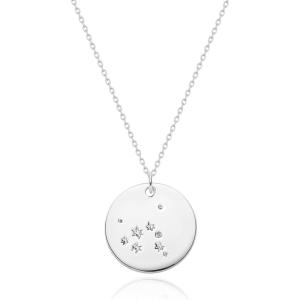 image:imageMEVECCO Gold Necklace Coin Disc Zodiac 12 Constellation Star Connected Engraved Horoscope Sign Astrology Pendant 18K Gold Plated Chain Dainty Personalized Simple JewelrySagittarius silver