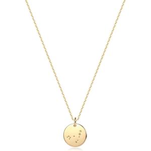 image:imageMEVECCO Gold Necklace Coin Disc Zodiac 12 Constellation Star Connected Engraved Horoscope Sign Astrology Pendant 18K Gold Plated Chain Dainty Personalized Simple JewelryCapricorn