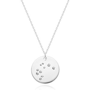 image:imageMEVECCO Gold Necklace Coin Disc Zodiac 12 Constellation Star Connected Engraved Horoscope Sign Astrology Pendant 18K Gold Plated Chain Dainty Personalized Simple JewelryAquarius silver