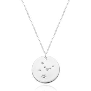 image:imageMEVECCO Gold Necklace Coin Disc Zodiac 12 Constellation Star Connected Engraved Horoscope Sign Astrology Pendant 18K Gold Plated Chain Dainty Personalized Simple JewelryVirgo silver