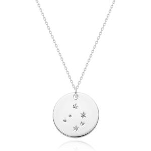 image:imageMEVECCO Gold Necklace Coin Disc Zodiac 12 Constellation Star Connected Engraved Horoscope Sign Astrology Pendant 18K Gold Plated Chain Dainty Personalized Simple JewelryLibra silver