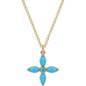 image:imageMEVECCO Gold Turquoise Necklace for Women 18K Gold Plated Dainty Turquoise Gemstone Necklace Handmade Jewelry GiftsCross