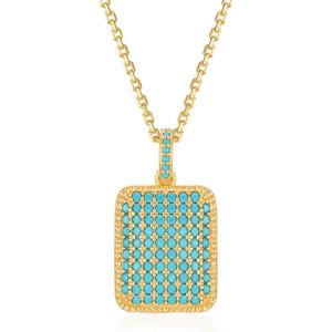 image:imageMEVECCO Gold Turquoise Necklace for Women 18K Gold Plated Dainty Turquoise Gemstone Necklace Handmade Jewelry GiftsRectangle