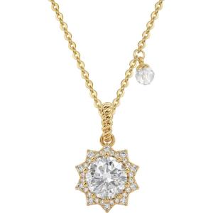 image:imageMEVECCO Radiant Sun Necklace for Women 14K Gold Plated Cubic Zirconia Birthstone Jewelry Removable Pendant DesignClear Sun