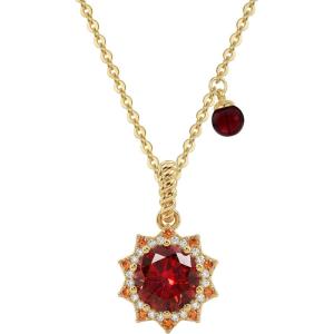 image:imageMEVECCO Radiant Sun Necklace for Women 14K Gold Plated Cubic Zirconia Birthstone Jewelry Removable Pendant DesignCrimson Sun
