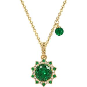 image:imageMEVECCO Radiant Sun Necklace for Women 14K Gold Plated Cubic Zirconia Birthstone Jewelry Removable Pendant DesignEmerald Sun