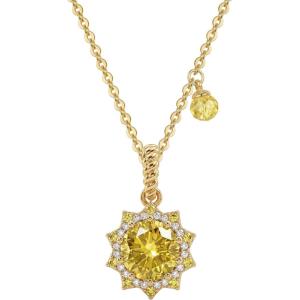 image:imageMEVECCO Radiant Sun Necklace for Women 14K Gold Plated Cubic Zirconia Birthstone Jewelry Removable Pendant DesignGolden Sun