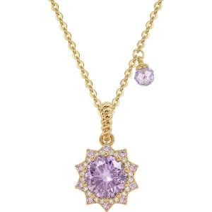 image:imageMEVECCO Radiant Sun Necklace for Women 14K Gold Plated Cubic Zirconia Birthstone Jewelry Removable Pendant DesignLavender Sun