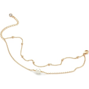 image:imageMEVECCO Bracelet for Women 14K Gold Plated Dainty Chain Simple Jewelry Cute Handmade Minimalist for Her2 Layer 1 Pearl Bead Chain