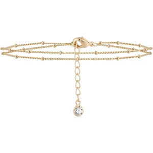 image:imageMEVECCO Bracelet for Women 14K Gold Plated Dainty Chain Simple Jewelry Cute Handmade Minimalist for Her2 Layer Satellite Chain