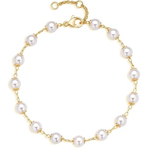 image:imageMEVECCO Bracelet for Women 14K Gold Plated Dainty Chain Simple Jewelry Cute Handmade Minimalist for HerPearl Station