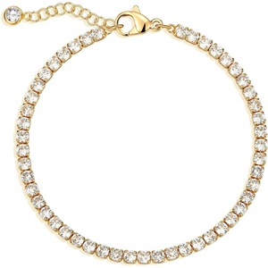 image:imageMEVECCO Bracelet for Women 14K Gold Plated Dainty Chain Simple Jewelry Cute Handmade Minimalist for HerTennis Chain Round