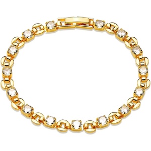 image:imageMEVECCO Bracelet for Women 14K Gold Plated Dainty Chain Simple Jewelry Cute Handmade Minimalist for HerTennis Link Chain Round