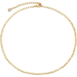 image:imageMEVECCO Dainty Gold Chain Choker Necklace 14K Gold Plated Handmade Boho Cute Tiny Beaded Link Choker Necklace Delicate Simple Minimalist Choker Necklace for WomenPlain Mariner Chain