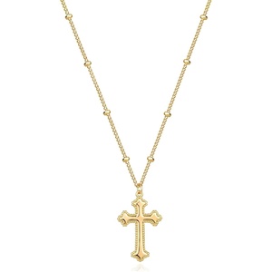 image:imageMEVECCO Dainty Gold Cross Necklace for Women  18K Gold Plated Delicate Minimalist Cubic Zircon Cross Necklaces Cute FaithCrucifix Jewelry GiftCross1