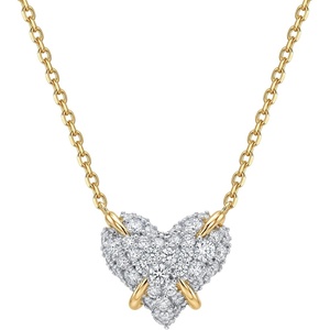 image:imageMEVECCO Dainty Gold Necklace For Women 18k Gold Plated Full CZ Pendant Necklace Handmade Necklace Jewelry Everyday WearHeart