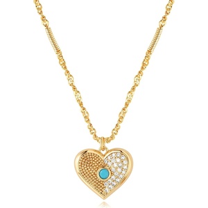 image:imageMEVECCO Dainty Gold Pendant Necklace for Women Turquoise Necklace 18K Gold Plated Necklace Handmade Cubic Zircon Necklace for Her Jewelry Gift