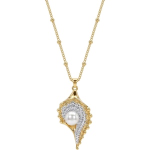 image:imageMEVECCO Dainty Gold Seashell Pendent Necklace Ocean Necklace for Women 18K Gold Plated Necklace Boho Handmade Summer Beach Necklace JewelryConch Shell