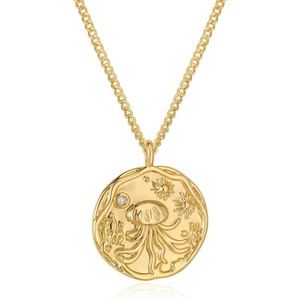 image:imageMEVECCO Dainty Gold Seashell Pendent Necklace Ocean Necklace for Women 18K Gold Plated Necklace Boho Handmade Summer Beach Necklace JewelryJellyfish
