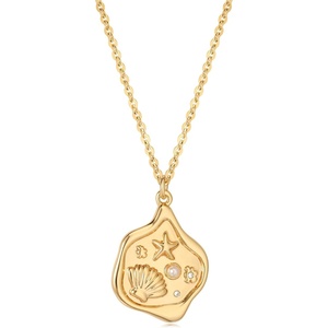 image:imageMEVECCO Dainty Gold Seashell Pendent Necklace Ocean Necklace for Women 18K Gold Plated Necklace Boho Handmade Summer Beach Necklace JewelrySea seal