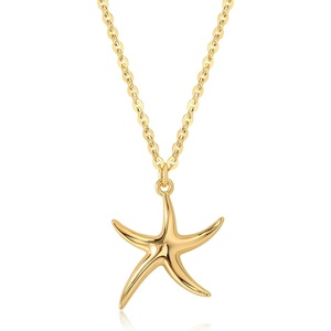 image:imageMEVECCO Dainty Gold Seashell Pendent Necklace Ocean Necklace for Women 18K Gold Plated Necklace Boho Handmade Summer Beach Necklace JewelryStarfish