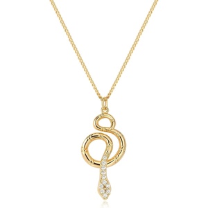 image:imageMEVECCO Dainty Gold Snake Necklace for Women 18k Gold Plated Snake Charm Pendent Necklace Minimalist Delicate Handmade Boho Jewelry For HerCZ Head Snake