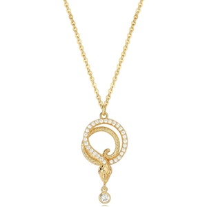 image:imageMEVECCO Dainty Gold Snake Necklace for Women 18k Gold Plated Snake Charm Pendent Necklace Minimalist Delicate Handmade Boho Jewelry For HerCoiled Snake