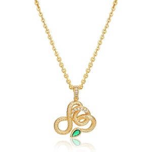 image:imageMEVECCO Dainty Gold Snake Necklace for Women 18k Gold Plated Snake Charm Pendent Necklace Minimalist Delicate Handmade Boho Jewelry For HerCrimp Snake