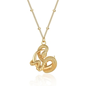 image:imageMEVECCO Dainty Gold Snake Necklace for Women 18k Gold Plated Snake Charm Pendent Necklace Minimalist Delicate Handmade Boho Jewelry For HerCurve Moon Snake