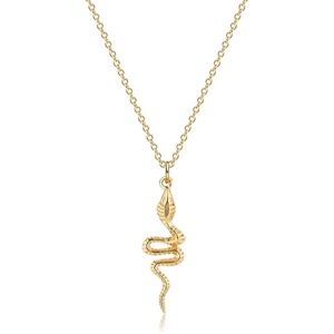 image:imageMEVECCO Dainty Gold Snake Necklace for Women 18k Gold Plated Snake Charm Pendent Necklace Minimalist Delicate Handmade Boho Jewelry For HerGLD Snake B