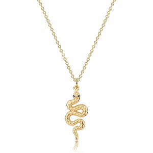 image:imageMEVECCO Dainty Gold Snake Necklace for Women 18k Gold Plated Snake Charm Pendent Necklace Minimalist Delicate Handmade Boho Jewelry For HerSnake