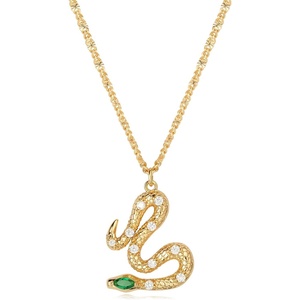 image:imageMEVECCO Dainty Gold Snake Necklace for Women 18k Gold Plated Snake Charm Pendent Necklace Minimalist Delicate Handmade Boho Jewelry For Herboa constrictor