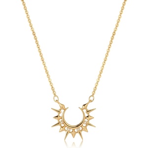 image:imageMEVECCO Dainty Gold Sun Moon Necklace for Women 18k Gold Plated Moon and Sun necklace Pendent Necklace Cubic Zircon Minimalist Handmade Necklace for Jewelry GiftsCrescent Moon